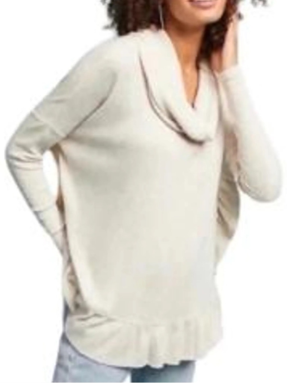 Lou & Grey Ivory Cowl Neck Long Sleeve Pullover